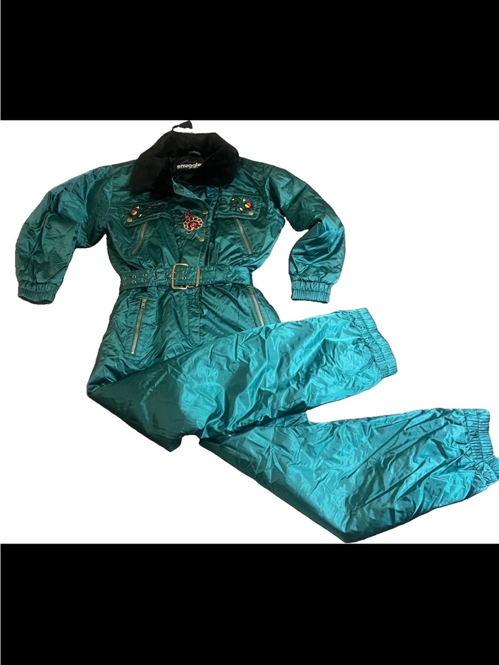 Vintage Snuggler Chinook Spruce Ski Suit New! Size 4 Faux Fur Collar 80’s Retro